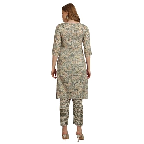 Image of Women's Rayon Straight Printed Kurta with Pant & Dupatta