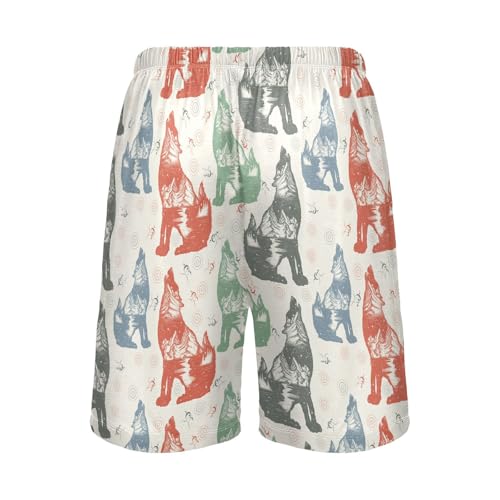 susiyo Vintage Wolf Men's Pajama Shorts Soft Comfy Pajama Bottoms Lounge Sleep Shorts Sleepwear with Pockets3