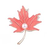  DEARMAMY 1 Pz. spilla a spillo spilla bigiotteria spilla di perle spilla in acero Spille con foglie d\'acero in strass spille di perle finte perno foglia d\'acero spilla a foglia rosa