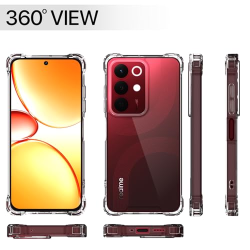 Image of Amazon Basics Back Cover for Realme Narzo 90X 5G / Realme C85 5G / Realme 15X 5G PC + TPU Clear Transparent Raised Edges Shockproof Protective Phone Bumper Case (Transparent)
