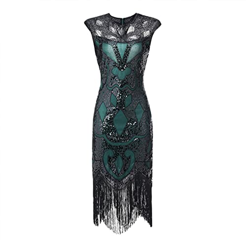 SHITOUJI Robe de soirée élégante à paillettes pour femme Style Gatsby le Magnifique des années 1920, 01 Vert, L Cover