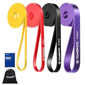 TOMSHOO Resistance Bands Set, 4/5 Stück Widerstandsbänder mit Aufbewahrungstasche, Griff, Türanker, Mehrere Widerstandsstufen Fitnessbänder Trainingsbänder für Krafttraining, Klimmzüge, mehr