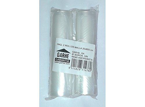 Garhe TMVAG002 Paquet de 2 rouleaux maille pour conditionneuse sous vide, 20 x 600 cm