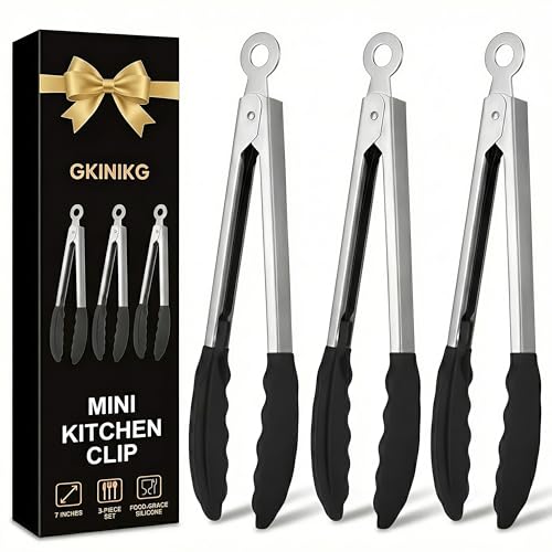 Pinzas de parrilla mini con puntas de silicona, set de 3 unidades, 7 pulgadas miniatura 1