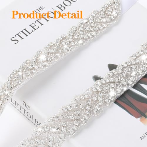 Aster Bridal Rhinestone Belt for Women, Handcrafted Sparkly Rhinestone Belt for Formal Dress, Glitter Wedding Dress Belt2