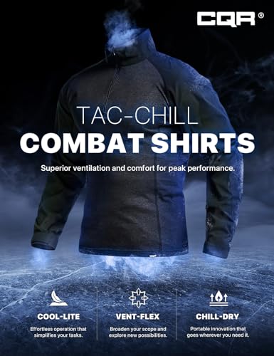 Image of CQR Men's Tactical Combat Shirt, 1 /4 Zip Long Sleeve Breathable Military BDU Training Top for Shooting, Hunting, Range Use