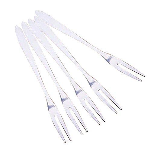 6pcs frutas tenedores, tenedores de dos púas de acero inoxidable tenedores Bistro – Tenedores de cata para aperitivos para tartas tenedores (fruit-fork)