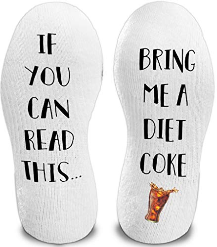 If You Can Read This Bring Me A Diet Coke Socks Novelty Funny Crew Socks Men Women Christmas Gifts Cotton Slipper Socks for Stocking Stuffers