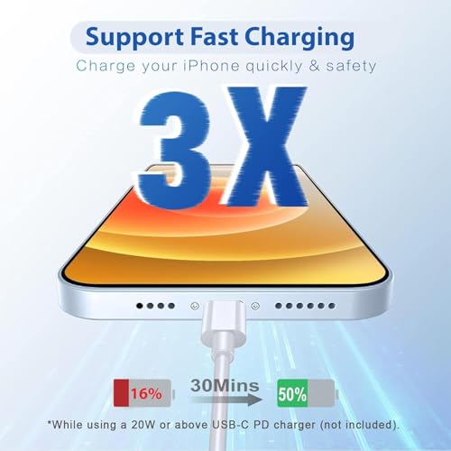 Image of Teeind USB to Lightning Cable, MFi Certified Fast Charging & Data Sync Charging Cable Compatible with i Phone 14, 13, 12, 11, X, XS, XR, 8 Plus & i Pad, Durable Lightning Cable, Warranty