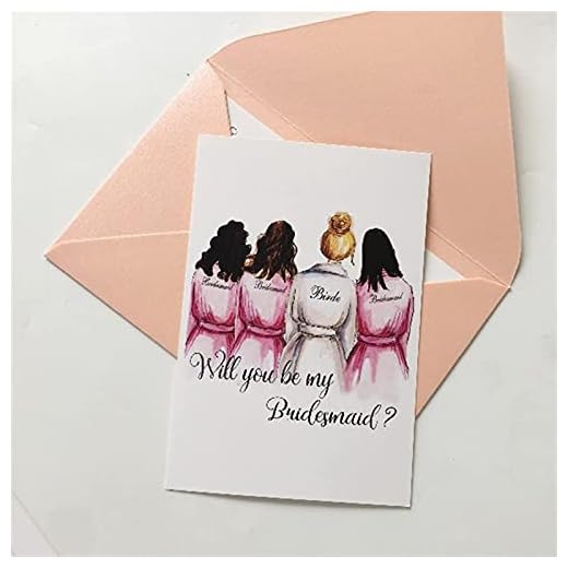 Gratulationskort 7 stycken mycket personliga textinbjudningar Bästa vän Kommer du att bli min brudtärna Girls of Honor Party Bjud in kort för bröllop A