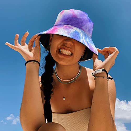Accsa Bucket Hat For Women Purple Tie Dye Reversible Summer Travel Beach Sun Hat Packable Outdoor Fishing Hat Upf 50+ thumb #6