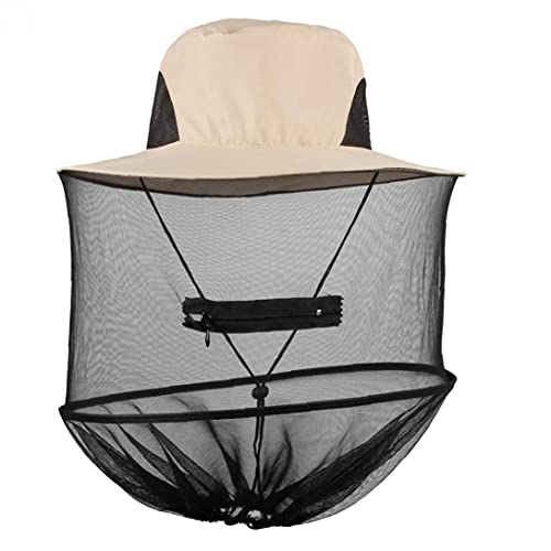 NiceJoy Moskitonetz Head Net Moskito Head Net Hat Bienenhelpfer Mütze Moskito Net Mütze Gesichtsschutz Mesh Net Für Outdoor Wandern Camping Klettern Wanderung Angeln Biene Beige Cover