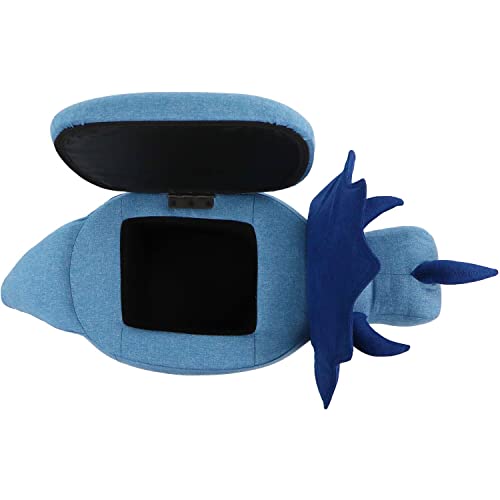 Critter Sitters 15-In. Seat Height Blue Triceratops Dinosaur Animal Shape Storage Ottoman, Foot Stool for Nursery, Bedroom, Playroom, Living Room Decor, Childrens Furniture - Thumbnail 3