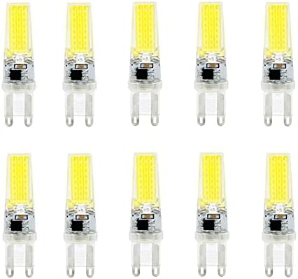 POTTBONS G9 LED COB Bulb 9W dimmable 540LM Warm White Light 3000K Cold White Light 6000K 360 Degree Beam Angle 100V-130V Pendant lamp Table lamp, 10 Pieces-Cool White Light