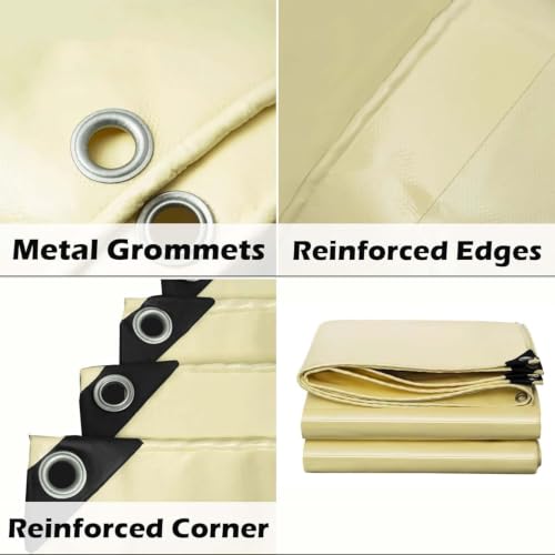 Lona impermeable 4,5x4,5 m toldo exterior beige resistente a roturas con ojales 5