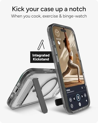 Image of ZAGG Santa Cruz Snap Case with Kickstand for iPhone Air - Jet Black, Drop Protection (13ft /4m), MagSafe Charging Compatible, ClearGuard Anti-Yellowing Technology, Scratch Resistant Phone Case