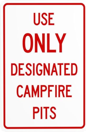 Designated Campfire Zone Only Aluminum Warning Metal Sign, 8×12 Inche campground plaque for camping grounds and outdoor recreational park activity zones