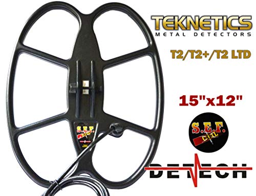 DETECH 15x12 Search Coil For Teknetics T2, T2+, T2 LTD Metal Detector With Coil Cover