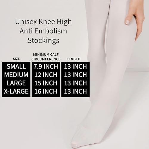 Image of 2 Pairs Knee High Anti Embolism Medical Compression Stockings - Unisex Ted Graduated Moderate Compression [15-20 mmHg] Hose Socks with Inspection Hole and Non Slip Top Band - for Support, Circulation & Pressure