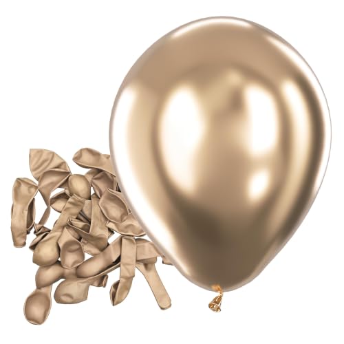 Image of Bezente Metallic Champagne Gold Latex Party Balloons 150 Pack 5 inch
