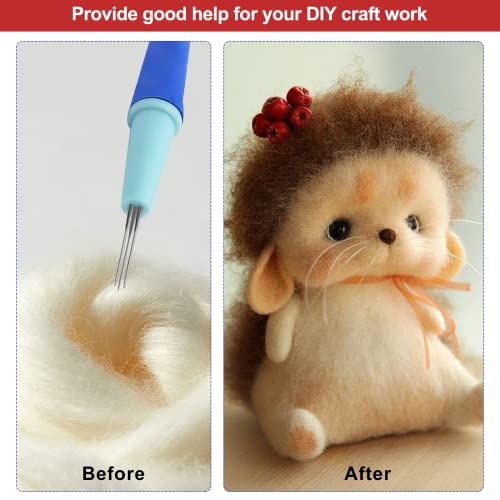 Image of 2 Pack Wool Felting Tools - Pen Style with 3 Needles & Punch Style with 7 Barbed Needles for DIY Patchwork & Handicraft