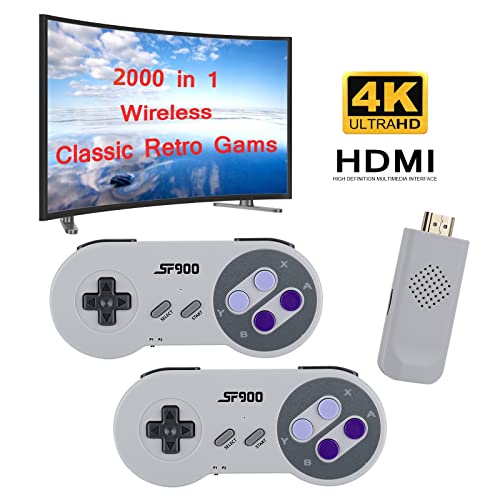 Sf900 Retro Game Console - Mini Retro Game Stick Built-In 2000 Classic Video Games Nostalgia Stick Games Hdmi Output With 2 Wireless Controllers, Handheld Game Console #TOP5