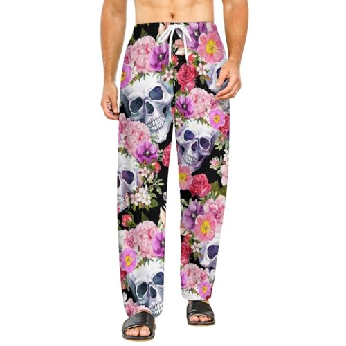 Pantalon de détente femme crâne de fleurs pour vos week-ends cocooning taille S