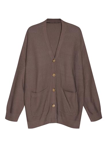 Image of ZAFUL Womens Open Front Cardigan Sweater Button Down Oversized Knit Loose Casual Chunky Pocket Outwear Coats