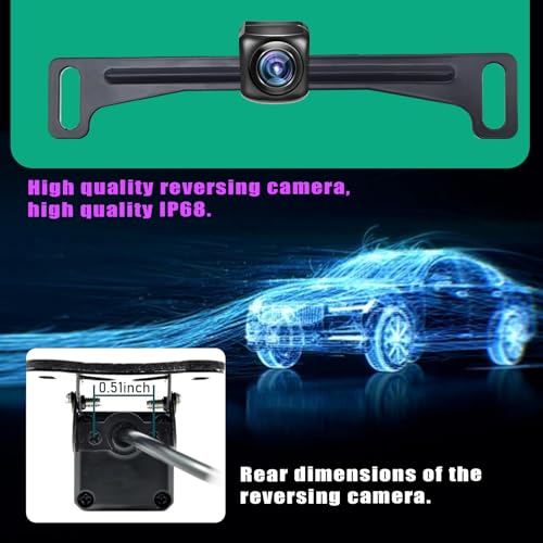 Image of Pack-1 Car 0.87 inch Square Reversing Camera Metal Bracket, 7.68 inch x 1.34 inch Waterproof Anti-Rust License Plate Bracket, Dash Cam Stable Shockproof Mounting Accessories, Universal for Cars (Black)