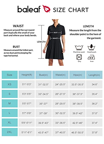 Baleaf Women's Lyocell Golf Dress Short Sleeve Polo Shirts Dress Golf Apparel Knee Length Pockets Quarter Zip Upf 50+ Black M #TOP6