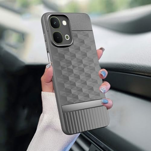Image of Back Cover for Vivo Y51 Pro 5G Camera Protection 3D Hexa Cube Design Silicone Protective Bumper Back Case for Vivo Y51 Pro 5G - Grey