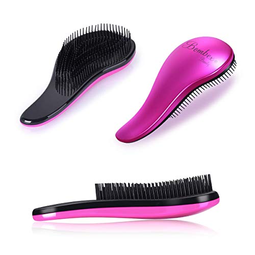 Bombex Detangling Brush - 2-Pack - Wet/Dry Detangling Hair Brush, No Pain Natural Hair Detangler For Adults & Kids, No More Tangles (Pink & Matte Black) #TOP1