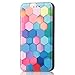 Produktbild SEAHAI Hülle für Xiaomi Redmi Note 11/Xiaomi Poco M4 Pro 5G, Handyhülle Flip Case Brieftasche Schutzhülle, Premium PU Leder Bunte Muster Ultra Dünn Silikon TPU Stoßfest Klapphülle - Farbige Quadrate
