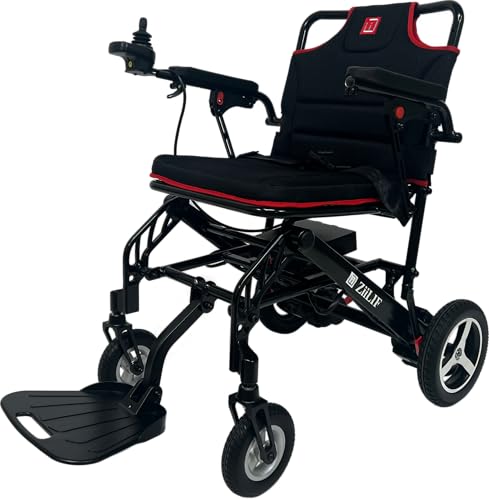 ZiiLIF Lightweight (36.4lbs) Folding Electric Wheelchair for Seniors/Adults - Portable Easy for Travel - Arilines Approved (Red)
