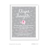 Andaz Press Girl Elephant Baby Shower Collection, Games, Activities, Decorations, Diaper Thoughts Party Sign, 8.5x11-inch, 1-pack
