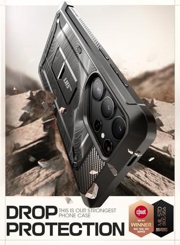 Image of SUPCASE UB Pro Case for Samsung Galaxy S24 Ultra, [2 Front Frame] [Military-Grade Protection] Heavy Duty Rugged Case with Built-in Screen Protector & Kickstand & Belt-Clip (BlackRipple)