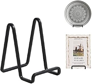 Plate Holder Easel Display Stand - 4.5 inch Metal Plate Stands for Display - Tabletop Picture Stand - Black Iron Easels for Display Pictures | Photo Frames | Book | Decorative Plates | Plaque - 2 Pack
