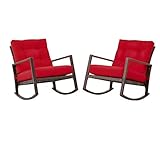 Oakmont Outdoor Furniture Patio Rocking Wicker Bistro Set, Smooth Gliding Rocker Armchair (Red)