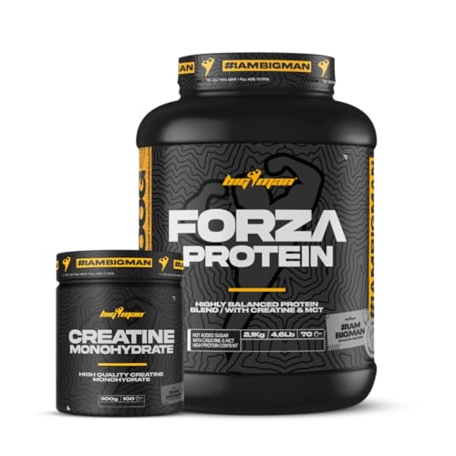 BigMan | Pack FORZA PROTEIN 2kg +100g REGALO + CREATINA 300 GR | Proteína 80% | Aislado proteína Soja + Concentrado Whey | Creatina | Alto Contenido en Proteínas (Chocolate)
