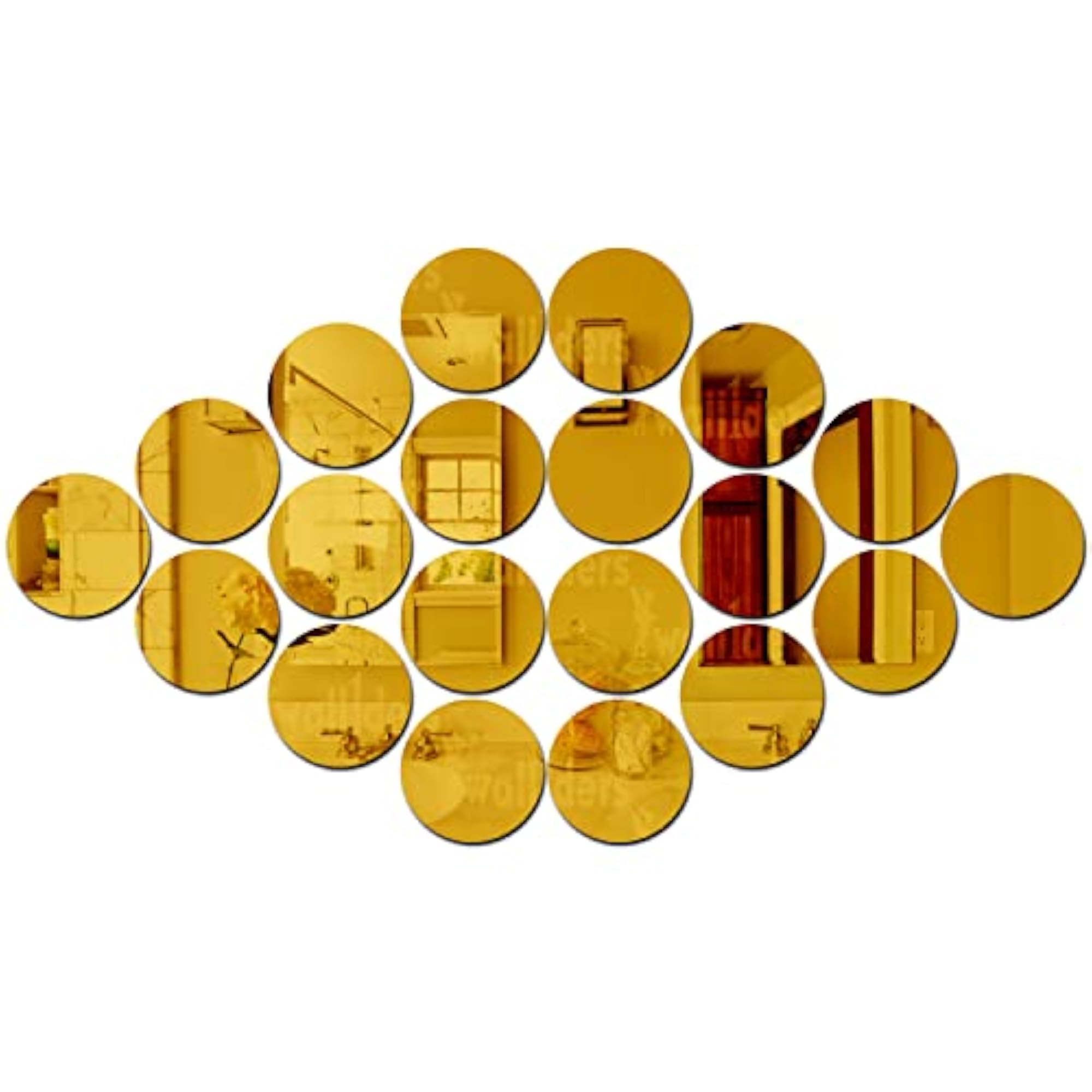 Circle Mirror Stickers Set of 20, Golden