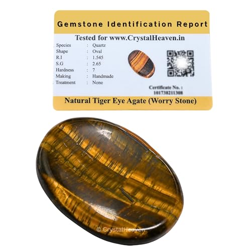 Image of Certified Tiger Eye Crystal Thumb Worry Pebbles Stones for Anxiety Massage
