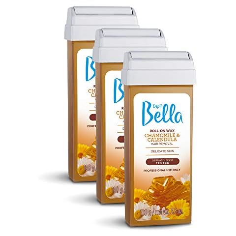 Depil Bella Brazilian Roll On Wax Chamomile and Calendula Depilatory | Body Waxing, Hair Removal Wax-Cartridge | Men and Women | Home Self Waxing | Sensitive Skin | Dermatologically Tested (3 PACK) Cover