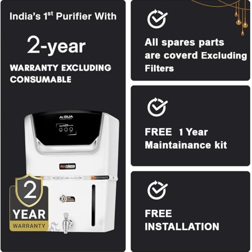 Image of AquaXpure Water Purifier RO+UV+UF with Copper & Zinc | 12L Storage Tank & TDS with Taste Controller | 2 Years warrenty with Free Installation & Visit Charges. (AI White1)