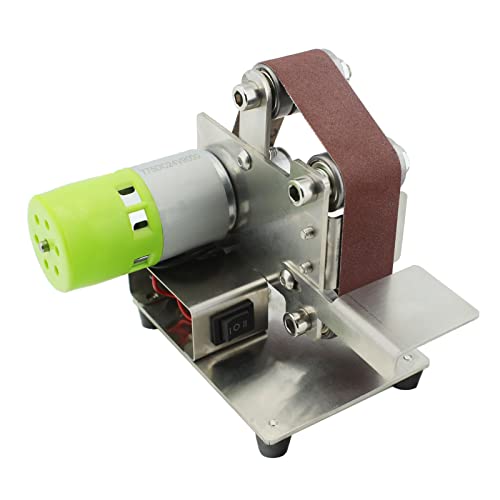 HUIOP de cinta eléctrica pulido pulido pulido de 7 velocidades variables con 10 tiras abrasivas para pulir metal acrílico (tamaño de la cinta: 30 x 330 mm)
