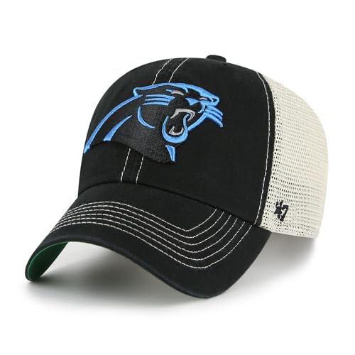 47 Men's Black/Natural Carolina Panthers Trawler Trucker Clean Up Adjustable Hat