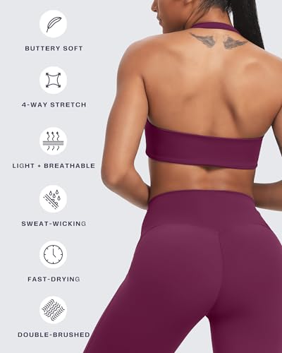 Image of Aoxjox Taylor Scrunch Halter Sports Bra