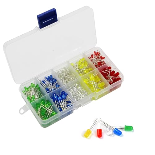 200 Stück LED Leuchtdiode, Led Leuchtdioden 3V, LED Dioden Sortiment Kit Rundkopf 2 Pin Diffuse LED Leuchtdioden Elektronikkomponenten mit 5 Farben (5mm und 3mm 200 Stück) 200 Stück LED Leuchtdiode, Led Leuchtdioden 3V, LED Dioden Sortiment Kit Rundkopf 2 Pin Diffuse LED Leuchtdioden Elektronikkomponenten mit 5 Farben (5mm und 3mm 200 Stück)
