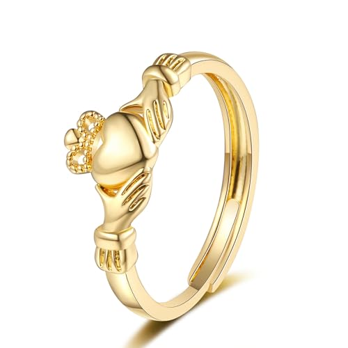 Adjustable Claddagh Ring for Women Gold