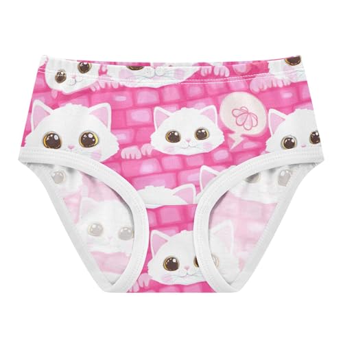 Cotton Toddler Underwear Floral Adorable White Kittens Pink Little Girl Panties Bright Briefs Undies Kids 2t