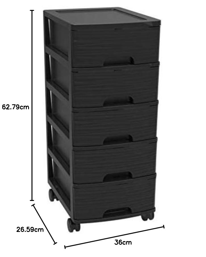 Eda 010330 | Rollschrank STONE | A4 5 Schubladen | Farbe: schwarz